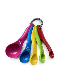 ชุดช้อนตวง พลาสติก 5 ชิ้น (การจัดเรียงสี จะแตกต่างไปในแต่ละชุด)