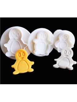 ที่พิมพ์ลายฟองดองท์ พิมพ์กดคุกกี้ รูปเพนกวิน 3 ชิ้น/แพ็ค