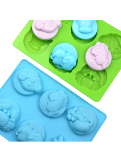 โมล(Mold) แม่พิมพ์ซิลิโคน ทำวุ้น ขนม สบู่ งานdiy รูป 12 ราศี (พิมพ์สีชมพู)