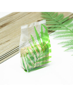 ถุงคุ๊กกี้ ถุงเบเกอรี่ แบบจีบข้าง สีเขียว 50 ใบ/ห่อ (Size : 7*14.8+3 cm.)