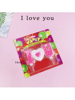เทียนตกแต่งเค้ก เทียนวันเกิด I Love You