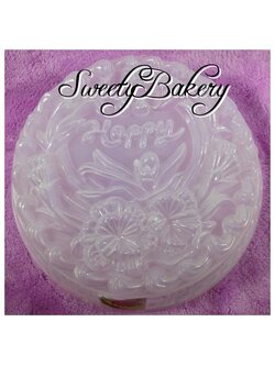 แม่พิมพ์ขนม แม่พิมพ์วุ้น แม่พิมพ์พลาสติก แม่พิมพ์วุ้นปอนด์ ลาย HAPPY รูปดอกไม้ 25 cm. (B3)