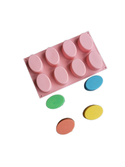 โมล(Mold) แม่พิมพ์ซิลิโคน ทำวุ้น ขนม สบู่ งานdiy รูปวงรี 8 ช่อง (น้ำหนักสบู่ : 90 G.)