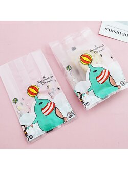 ถุงคุ๊กกี้ ถุงเบเกอรี่ แบบจีบข้าง รูปช้าง 50 ใบ/ห่อ (Size : 7.5*12.5+3 cm.)