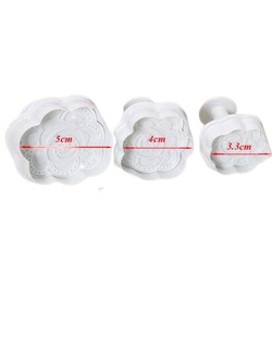 ที่พิมพ์ลายฟองดองท์ พิมพ์กดคุกกี้ รูปดอกกุหลาบ 3 ชิ้น