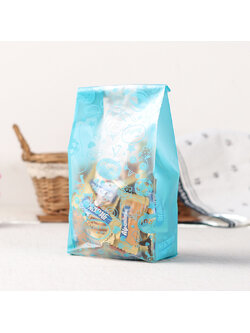 ถุงคุกกี้ ถุงเบเกอรี่ ถุงขนม แบบพับข้างสีฟ้า 50 ใบ/ห่อ (8*23 cm.)