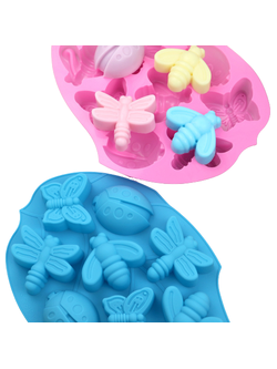 แม่พิมพ์ซิลิโคน พิมพ์สบู่ พิมพ์วุ้น พิมพ์ขนม รูปผึ้ง เต่าทอง ผีเสื้อ 8 ช่อง