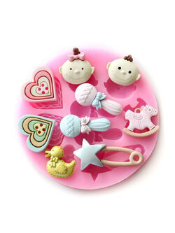 แม่พิมพ์ ซิลิโคน สำหรับทำฟองดองท์ กัมเพส รูปเบบี๋ (พิมพ์สีเขียว)