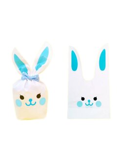 ถุงหูกระต่าย สีเขียวอมฟ้า 50 ใบ/ห่อ (Size : 13.5*22+6 cm.)