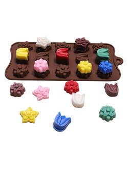 โมล(Mold) แม่พิมพ์ซิลิโคน ทำวุ้น ขนม สบู่ งานdiy รูปดอกไม้ 15 ช่อง