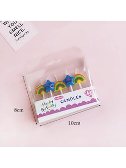 เทียนวันเกิด รูปรุ้งกินน้ำ 5 ชิ้น/แพ็ค