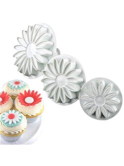 ที่พิมพ์ลายฟองดองท์ พิมพ์กดคุกกี้ รูปดอกทานตะวัน 3 ชิ้น/แพ็ค (เล็ก)