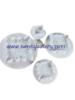 ที่พิมพ์ลายฟองดองท์ พิมพ์กดคุกกี้ ลายดอกไม้ 4 ชิ้น