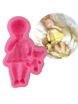 แม่พิมพ์ ซิลิโคนสำหรับทำฟองดองท์ กัมเพส รูปเด็กหญิง และตุ๊กตากระต่าย