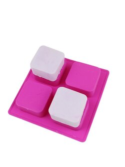 แม่พิมพ์ซิลิโคน พิมพ์สบู่ พิมพ์วุ้น พิมพ์ขนม รูปสี่เหลี่ยมจัตุรัส 4 ช่อง (น้ำหนักสบู่ : 120 G.)(พิมพ์สีม่วง)