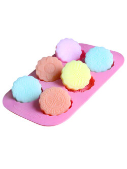 แม่พิมพ์ซิลิโคน พิมพ์สบู่ พิมพ์วุ้น พิมพ์ขนม ทรงขนมไหว้พระจันทร์ 6 ช่อง