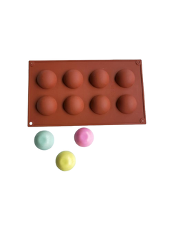 โมล(Mold) แม่พิมพ์ซิลิโคน ทำวุ้น ขนม สบู่ งานdiy รูปครึ่งวงกลม 8 ช่อง (ขนาด4.6 ซม. ประมาณ25 กรัม)