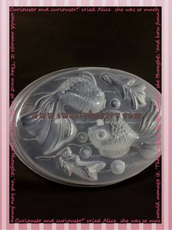 แม่พิมพ์ขนม แม่พิมพ์วุ้น แม่พิมพ์พลาสติก แม่พิมพ์วุ้นปอนด์ ลายปลาทองคู่ 20 cm. ลายที่ 2019