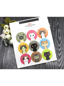 สติ๊กเกอร์ติดปากถุง รูปแมว 9 ดวง/แผ่น