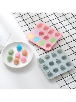 แม่พิมพ์ซิลิโคน พิมพ์สบู่ พิมพ์วุ้น พิมพ์ขนม รูปผลไม้ 12 ช่อง(คละสี)