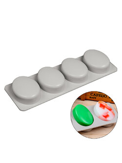 โมล(Mold) แม่พิมพ์ซิลิโคน ทำวุ้น ขนม สบู่ งานdiy รูปวงรี 4 ช่อง (60 G.)
