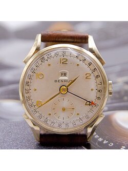 นาฬิกาเก่า BENRUS POINTER DATE ไขลาน