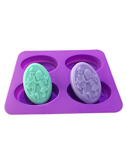 โมล(Mold) แม่พิมพ์ซิลิโคน ทำวุ้น ขนม สบู่ งานdiy รูปวงรี 4 ช่อง (90 G.)