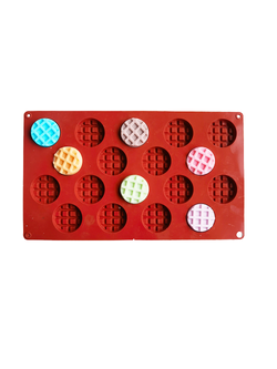 โมล(Mold) แม่พิมพ์ซิลิโคน ทำวุ้น ขนม สบู่ งานdiy รูปวาฟเฟิล 18 ช่อง (พิมพ์สีน้ำตาล)