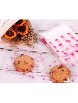 ถุงคุกกี้ เบเกอรี่ ขนม แบบมีเทปกาว 5-100 ใบ/แพ็ค (7*7+3 cm.)