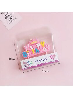 เทียนตกแต่งเค้ก เทียนวันเกิด Happy Birthday สีชมพู