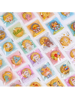 ถุงคุกกี้ เบเกอรี่ ขนม แบบมีเทปกาว รูปแมว 95-100 ใบ/แพ็ค (7*7+3 cm.)