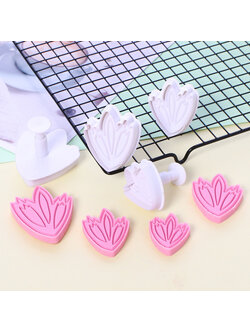 ที่พิมพ์ลายฟองดองท์ พิมพ์กดคุกกี้ รูปดอกทิวลิป 4 ชิ้น/แพ็ค