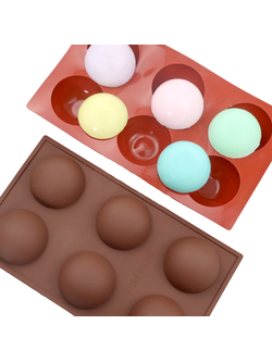 โมล(Mold) แม่พิมพ์ซิลิโคน ทำวุ้น ขนม สบู่ งานdiy รูปครึ่งวงกลม 6 ช่อง แบบบาง (เส้นผ่าศูนย์กลาง 6.8 ซม.) (น้ำหนักสบู่ : 80 G.)