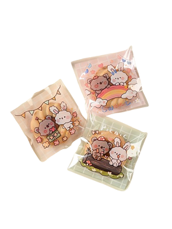 ถุงคุกกี้ เบเกอรี่ ขนม แบบมีเทปกาว รูปหมี กระต่าย เป็ด 95-100 ใบ/แพ็ค (7*7+3 cm.)