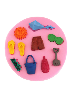 แม่พิมพ์ ซิลิโคน สำหรับทำฟองดองท์ กัมเพส รูปอุปกรณ์ชายหาด