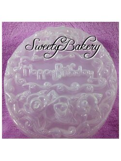 แม่พิมพ์ขนม แม่พิมพ์วุ้น แม่พิมพ์พลาสติก แม่พิมพ์วุ้นปอนด์ ลาย HAPPY BIRTHDAY รูปดอกไม้ 25 cm. (B2)