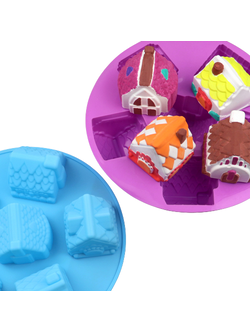 แม่พิมพ์ซิลิโคน พิมพ์สบู่ พิมพ์วุ้น พิมพ์ขนม รูปวิลล่า 6 ช่อง