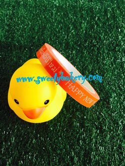 เทปแฟนซี ลาย Happy New Years สีส้ม (50 หลา)