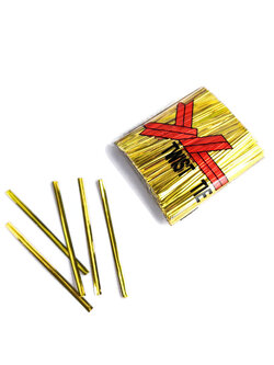 ลวดมัดปากถุง สีทอง ยาว 8 cm. บรรจุ 750 ชิ้น/ห่อ