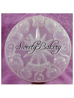 แม่พิมพ์ขนม แม่พิมพ์วุ้น แม่พิมพ์พลาสติก แม่พิมพ์วุ้นปอนด์ ลายนาฬิกา HAPPY 20 cm. ลายที่ 1003