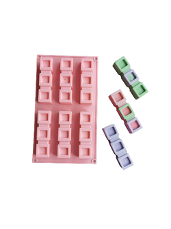 แม่พิมพ์ซิลิโคน พิมพ์สบู่ พิมพ์วุ้น พิมพ์ขนม รูปแท่ง 6 ช่อง (พิมพ์สีชมพู)