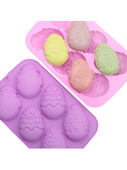แม่พิมพ์ซิลิโคน พิมพ์สบู่ พิมพ์วุ้น พิมพ์ขนม รูปไข่อีสเตอร์ 6 ช่อง