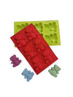 แม่พิมพ์ซิลิโคน พิมพ์สบู่ พิมพ์วุ้น พิมพ์ขนม รูปหมี 6 ช่อง (พิมพ์สีเขียว)