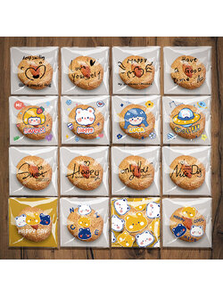 ถุงคุกกี้ เบเกอรี่ ขนม แบบมีเทปกาว จำนวน 95-100 ใบ/แพ็ค (7*7+3 cm.)