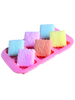 แม่พิมพ์ซิลิโคน พิมพ์สบู่ พิมพ์วุ้น พิมพ์ขนม ทรงขนมไหว้พระจันทร์ ทรงเหลี่ยม 6 ช่อง