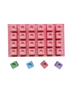 แม่พิมพ์ซิลิโคน พิมพ์สบู่ พิมพ์วุ้น พิมพ์ขนม รูปสีเหลี่ยม 24 ช่อง (พิมพ์สีน้ำตาล)