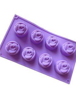 แม่พิมพ์ซิลิโคน พิมพ์สบู่ พิมพ์วุ้น พิมพ์ขนม รูปกุหลาบ 8 ช่อง