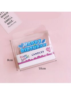 เทียนวันเกิด รูป HAPPY BIRTHDAY สีฟ้า