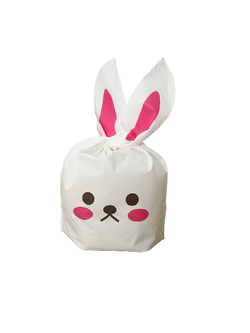 ถุงหูกระต่าย สีชมพู 50 ใบ/ห่อ (Size : 13.5*22+6 cm.)