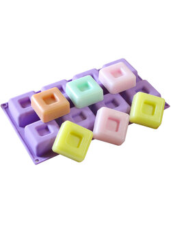 โมล(Mold) แม่พิมพ์ซิลิโคน ทำวุ้น ขนม สบู่ งานdiy รูปสี่เหลี่ยม 8 ช่อง (น้ำหนักสบู่ : 90 G.)